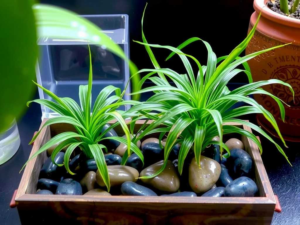 Brown Leaf Tips on Spider Plants: Humidification Tips with Wet Stones in Tray