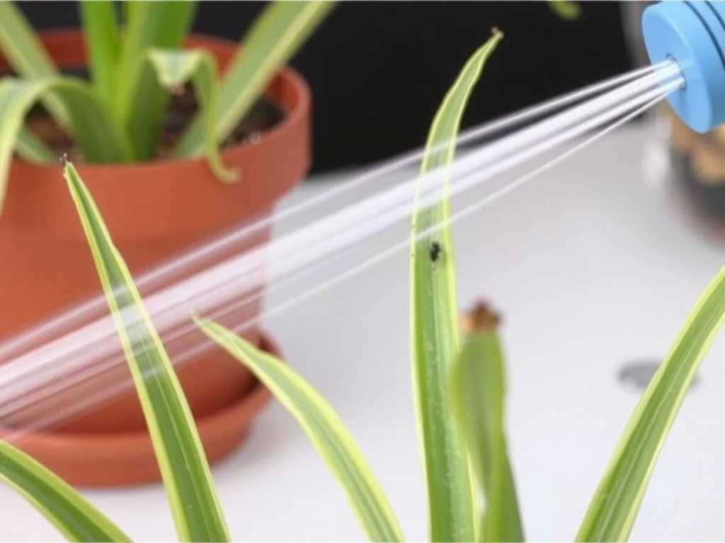 Spider Mite Infestation on Spider Plants: Physical Control Method of High-Pressure Water Gun Washing