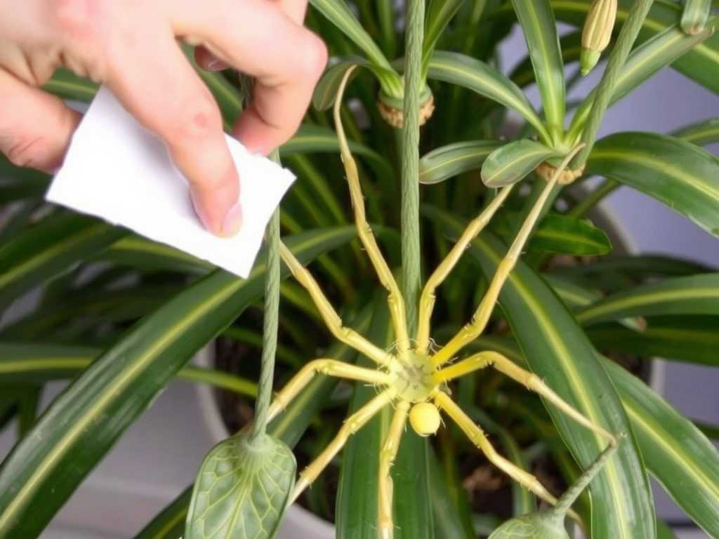 Scale Insect Control on Spider Plants: Detailed Operation of Wiping with Alcohol Cotton Pads