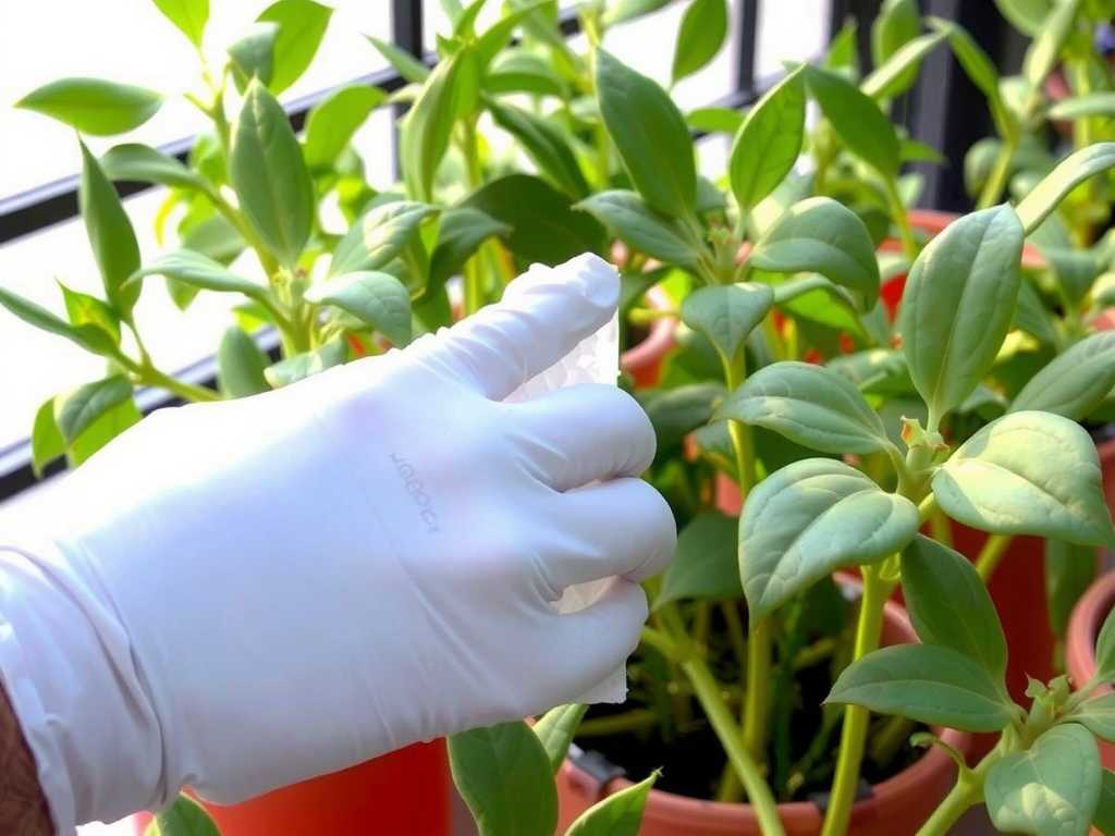 Scale Insect Control on Spider Plants: Detailed Operation of Wiping with Alcohol Cotton Pads(1) Scale Insect Control on Spider Plants: Detailed Operation of Wiping with Alcohol Cotton Pads(1)