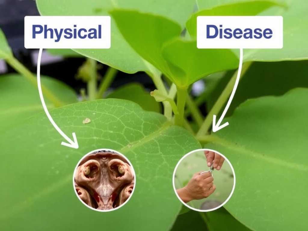 Chlorophytum leaf spot: physical damage vs disease distinction