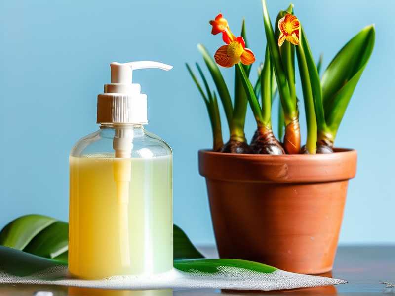 Chlorophytum aphid control: soapy water ratio (1L water + 5g soap)