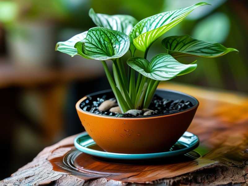 Chlorophytum leaf scorch: tray wet stone humidification