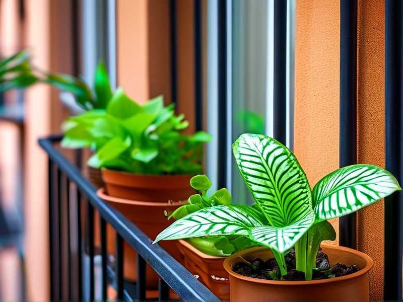 Chlorophytum on north-facing balcony: grow light turn-on time (9 am–5 pm)