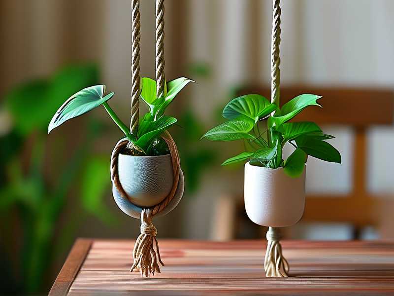 Hanging Chlorophytum stolon modeling: traction rope material selection (cotton thread vs plastic rope)