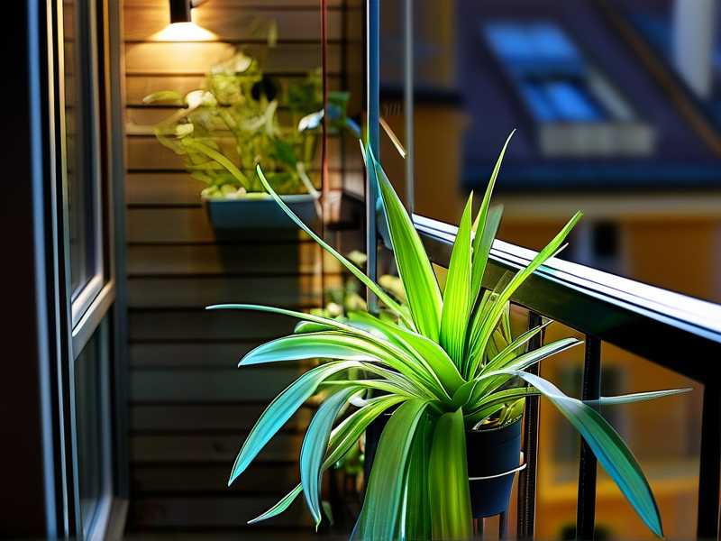 Chlorophytum on north-facing balcony: installation position and angle of grow lights