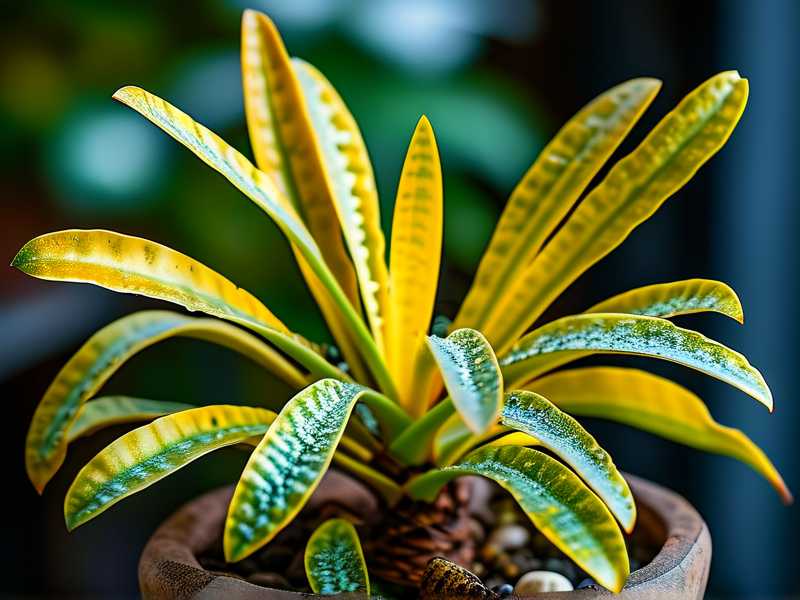 Iron deficiency yellowing of spider plants: identification (new leaves yellow, old leaves normal)