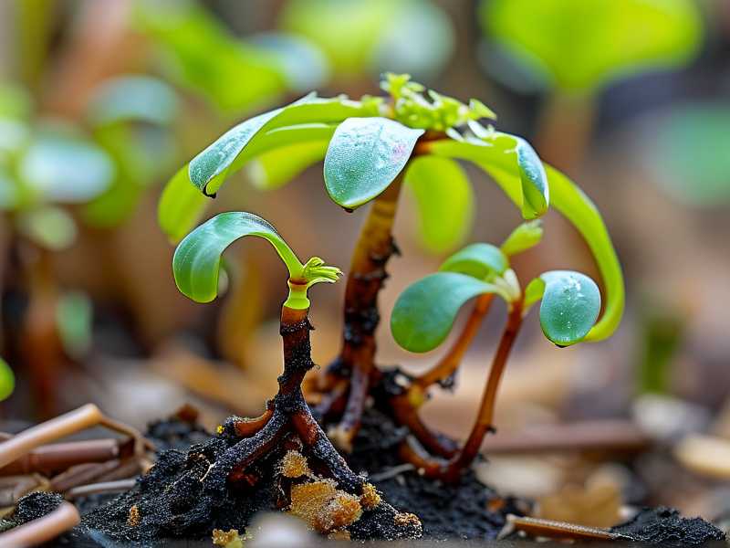Early characteristics of spider plant stem rot: black and soft stems