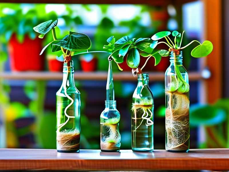 How to reuse clean glass bottles to train spider plant runners vertically upward
