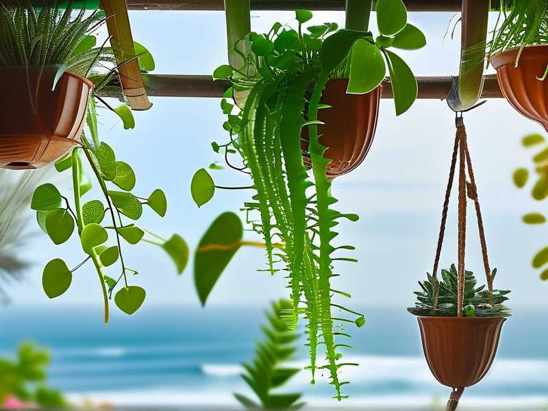 How to shield spider plant hanging baskets from strong coastal sea wind salt spray